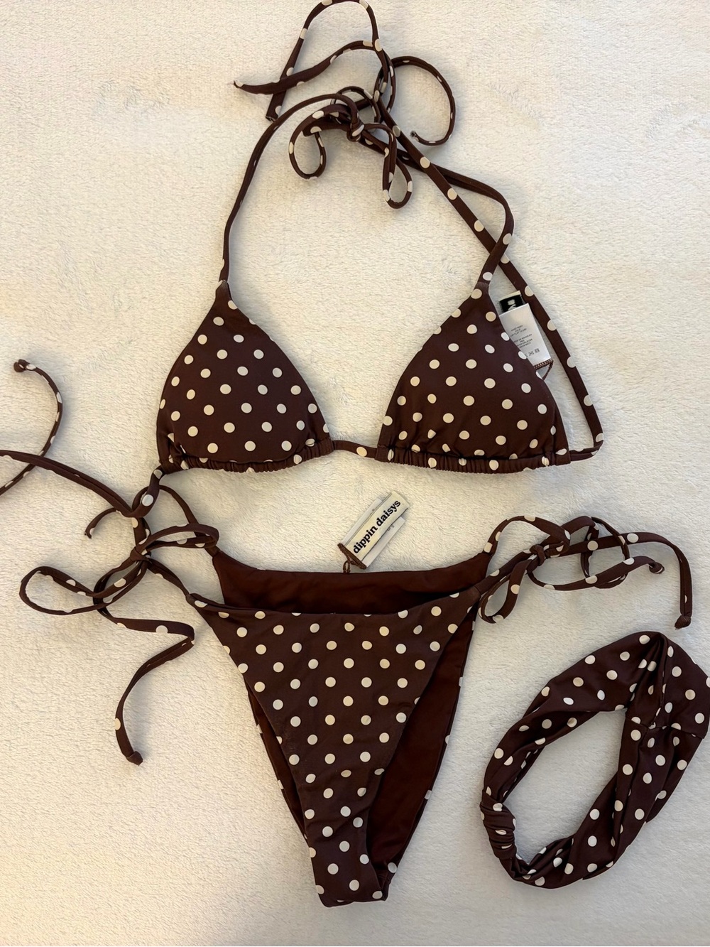 Dippin' Daisy's Brown Polka Dot Bikini sz XS